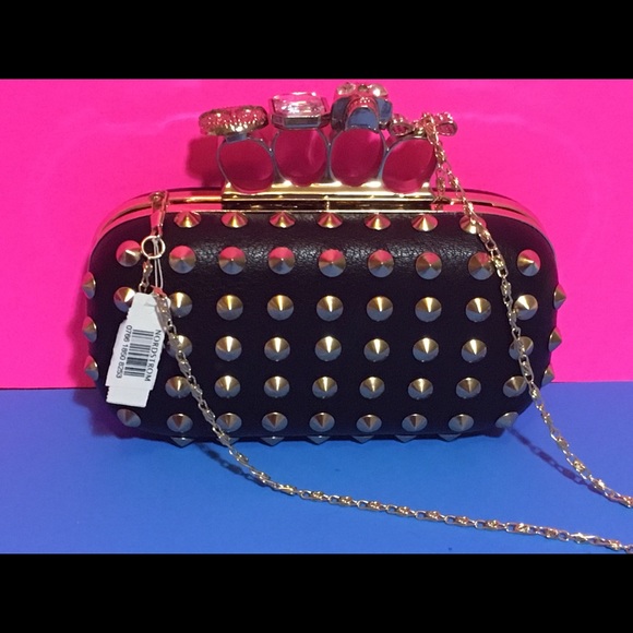 SOLD! Natasha Couture Jeweled Studded Clutch NWT - Picture 4 of 8
